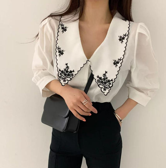 Raphael luxury embroidered blouse