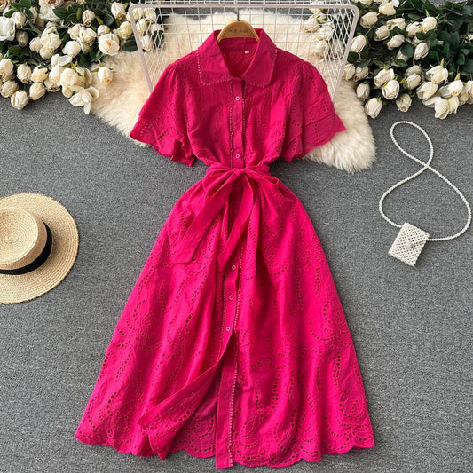 Tuscany summer cotton dress pink